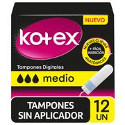 Tampones Kotex Digital Medio Sin Aplicador 12 un.