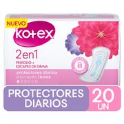 Protector Diario Kotex 2 En 1 Regular 20 un.