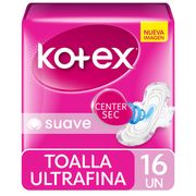 Toallas Higiénicas Kotex Ultrafinas Suave con Alas 16 un.