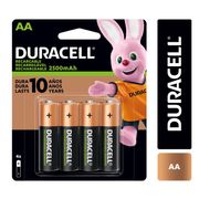 Pilas Recargables Duracell AA 4 un.