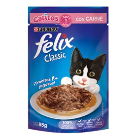 Alimento Húmedo Gatito Felix Sensaciones de Carne En Salsa 85 g