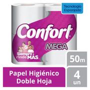 Papel Higiénico Confort Doble Hoja 50 m 4 un.