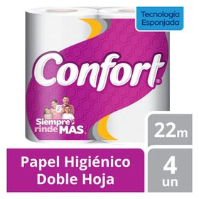 Papel Higiénico Confort Doble Hoja 22 m 4 un.