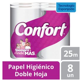 Papel Higiénico Confort Doble Hoja 25 m 8 un.