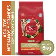 Alimento Perro Adulto Purina One Mediano Grande Carne 6 kg