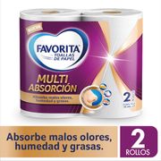 Toalla de Papel Favorita Multi Absorción Doble Hoja 2 un. 22 m