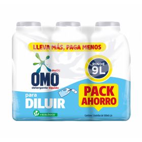 Pack 3 un. Detergente Líquido Omo Diluible Botella 500 ml