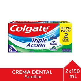 Pasta Dental Colgate Triple Acción 150 ml 2 un.