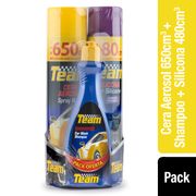 Pack Team: Silicona 480 cc + Cera Aerosol 650 cc + Shampoo