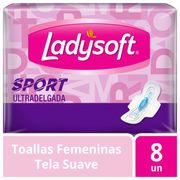 Toallas Higiénicas Ladysoft Sport Ultra Delgada Con Alas 8 un.