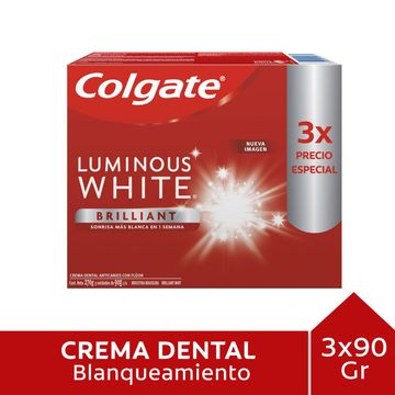 Pasta dental Colgate Luminous White 3 un. 90 g c/u