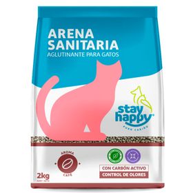 Arena Sanitaria Stay Happy Aglutinante Aroma Café 2 kg