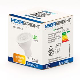 Ampolleta LED Megabright Par16 5.5W 3000K Gu10