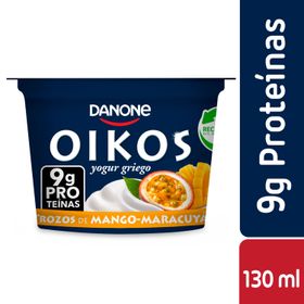 Yogurt Danone Oikos Proteína Trozos Mango Maracuyá 130 g
