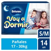 Pañales Babysec Voy a Dormir Talla S/M 14 un.