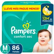 Pañales Pampers Confort Sec Talla M 86 un.