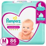 Pañales Pampers Premium Care Hipoalergénico Talla M 86 un.