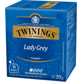 Té Negro Twinings Caja 10 Bolsas, Lady Grey con cáscara de Naranja y Limón