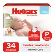 Pañales Huggies Natural Care Talla P 34 un.