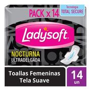 Toallas Higiénicas Ladysoft Ultra Delgada Suave Nocturna 14 un.