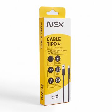 Cable USB Tipo C negro 2 metros Nex