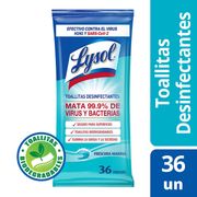 Toallas Desinfectantes Lysol Wipes Frescura Marina 36 un.