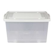 Caja organizadora 80 L con ruedas transparente tapa blanca 69 x 47 x 38.5 cm