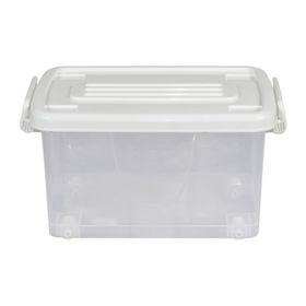 Caja organizadora 13 L con ruedas transparente tapa blanca 38.5 x 28.5 x 20.5 cm