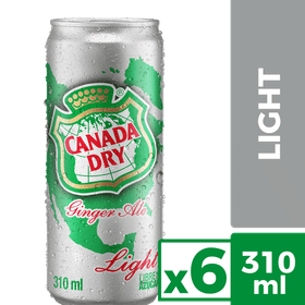 Pack 6 un. Bebida Canada Dry Ginger Ale Light Lata 310 ml