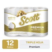 Papel Higiénico Scott Premium Triple Hoja 19 m 12 un.