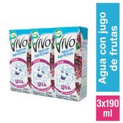 Pack 3 un. Agua Saborizada Uva 190 ml