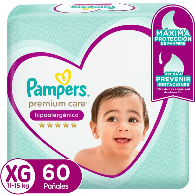 Pañales Pampers Premium Care Hipoalergénico Talla Xg 60 un.