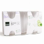 Set 6 Vasos Altos Lisos Básicos 255 ml