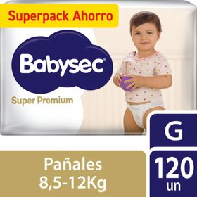 Pañales Babysec Super Premium Talla G 120 un.