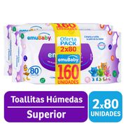 Toallas Húmedas Emuwipes 2 Paquetes de 80 un.