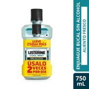 Enjuague Bucal Listerine Cool Mint Zero Alcohol 500 ml + 250 ml