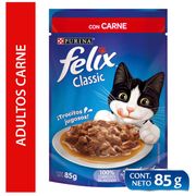 Alimento Húmedo Gato Adulto Felix Sensaciones de Carne En Salsa 85 g