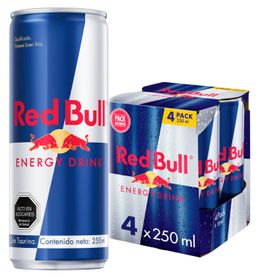 Pack 4 un. Bebida Energética Red Bull 250 ml