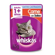 Alimento Húmedo Gato Adulto Whiskas Castrados Carne 85 g