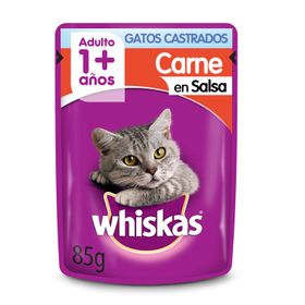 Alimento Húmedo Gato Adulto Whiskas Castrados Carne 85 g