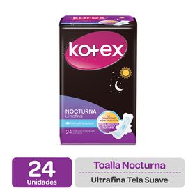 Toalla Femenina Kotex Nocturna Ultra Fina Tela Con Alas 24 un.