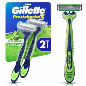 Máquina de Afeitar Gillette Prestobarba3 Sensitive con Aloe Piel Sensible 2 un.