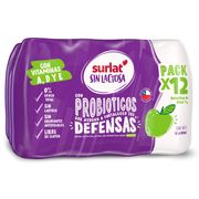 Pack 12 un. Bebida Láctea Surlat Sin Lactosa Probióticos Manzana