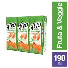 Pack 3 un. Néctar Vivo Veggie Naranja, Zanahoria y Manzana 190 ml