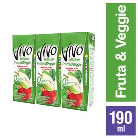 Pack 3 un. Néctar Vivo Veggie Manzana, Pera y Espinaca 190 ml