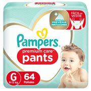 Pañales Pants Pampers Premium Care Talla G 64 un.