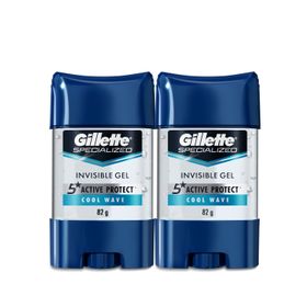 Desodorante Gel Gillette Clear Wave 82 g 2 un.