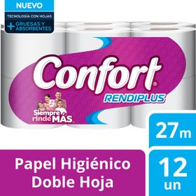 Papel Higiénico Confort Rendiplus Doble Hoja 27 m 12 un.