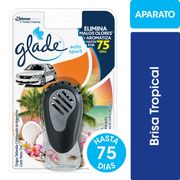 Aromatizante Glade Auto Sport Brisa Tropical Aparato + Repuesto 7 ml