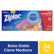 Bolsas Doble Cierre Ziploc para Conservar Medianas 24 un.